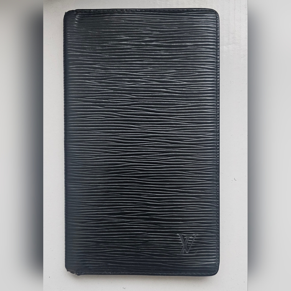 Louis Vuitton Black Epi Leather Checkbook Card Bifold Long Wallet